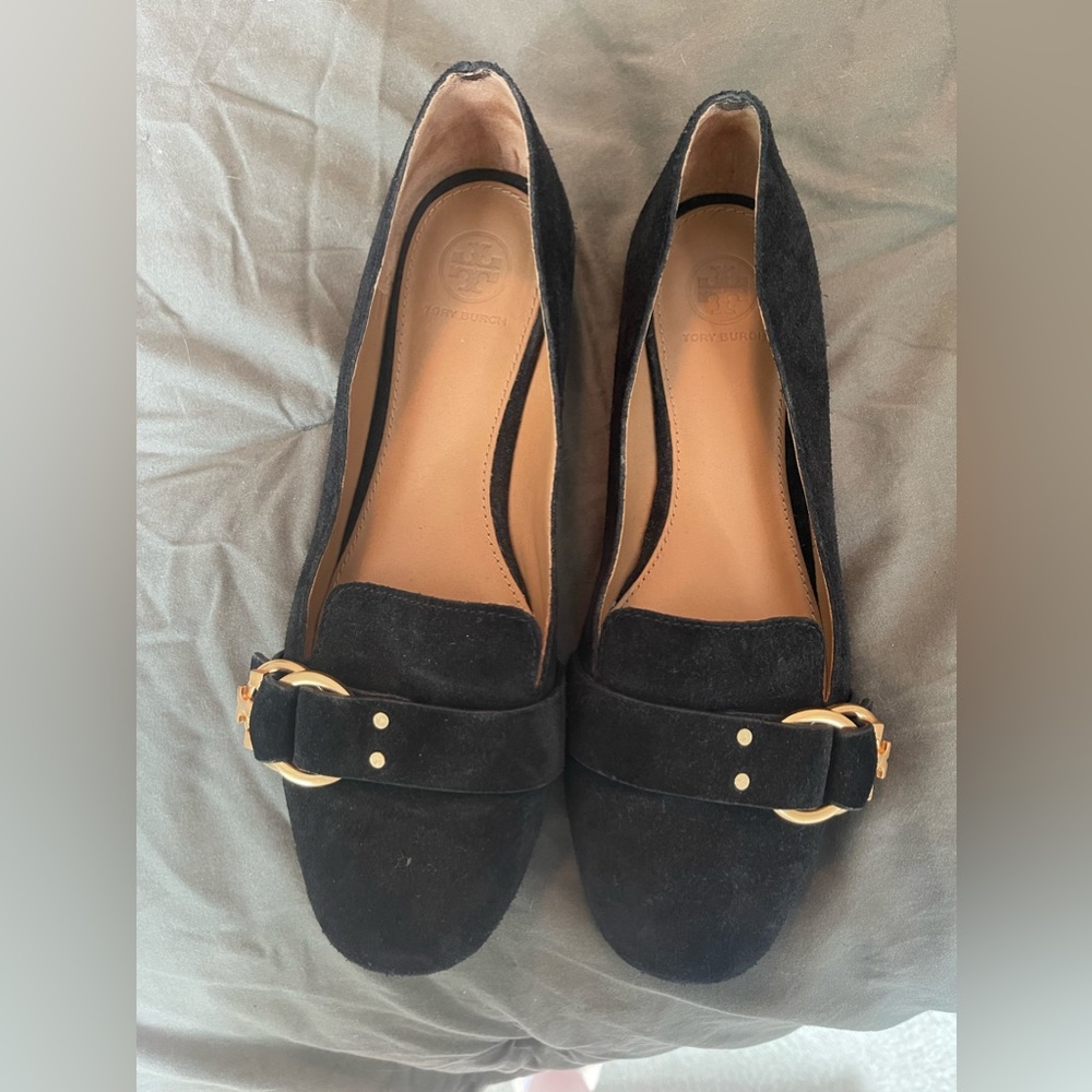 Tory Burch suede black loafers size 8